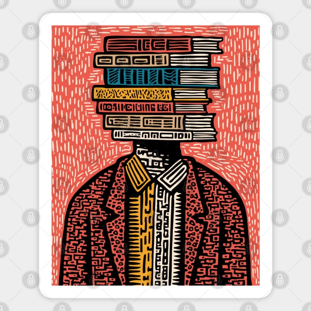 Surreal Book Head - A Portrait of the Bibliophile Magnet by TuncGK